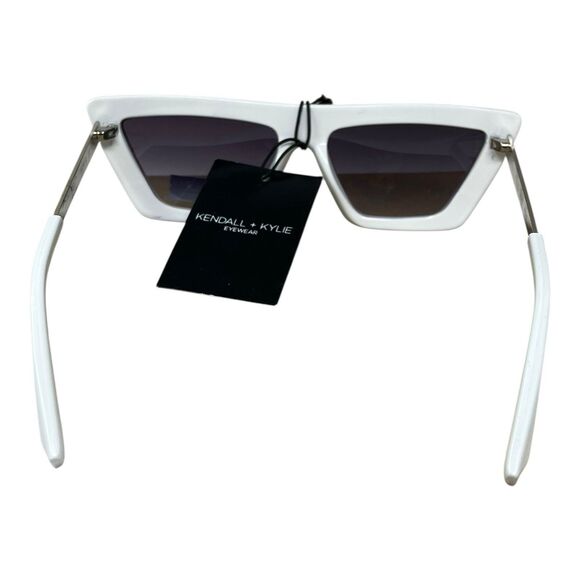 Kendall & Kylie Sunglasses Adult White Cateye Futuristic Pointed Y2K Costume NEW - Picture 4 of 7